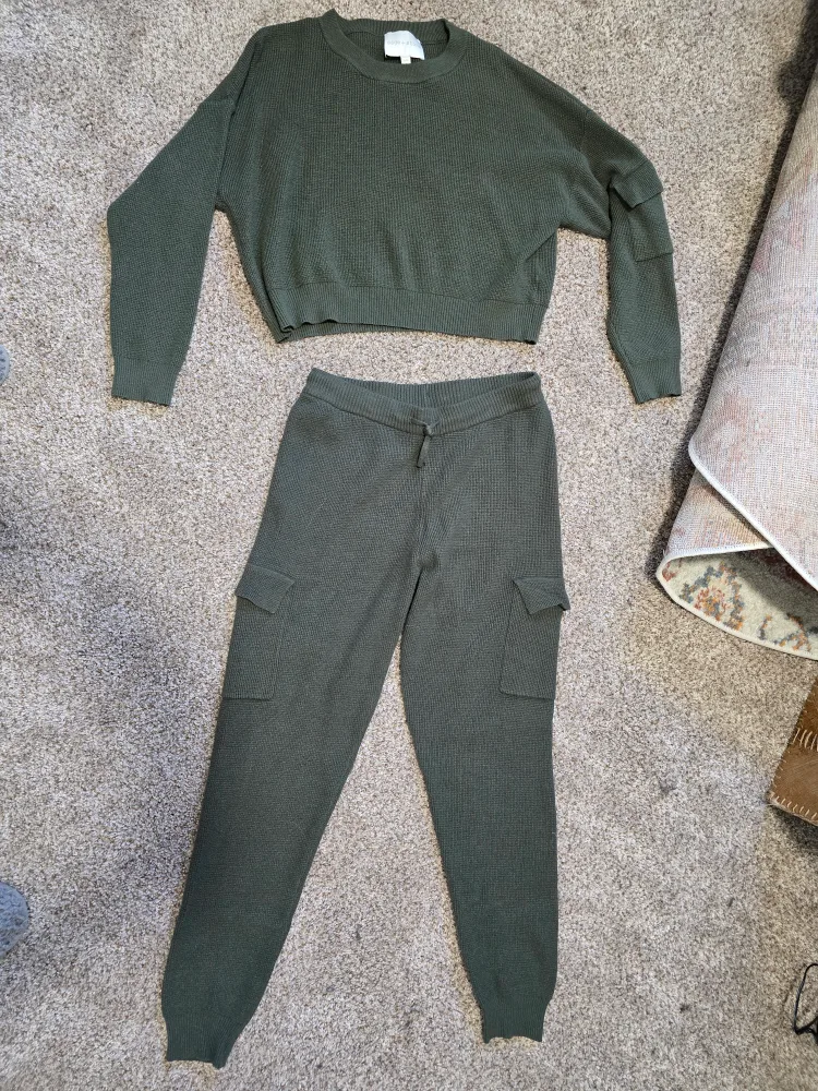 Olive Green Knit Lounge Set thumbnail