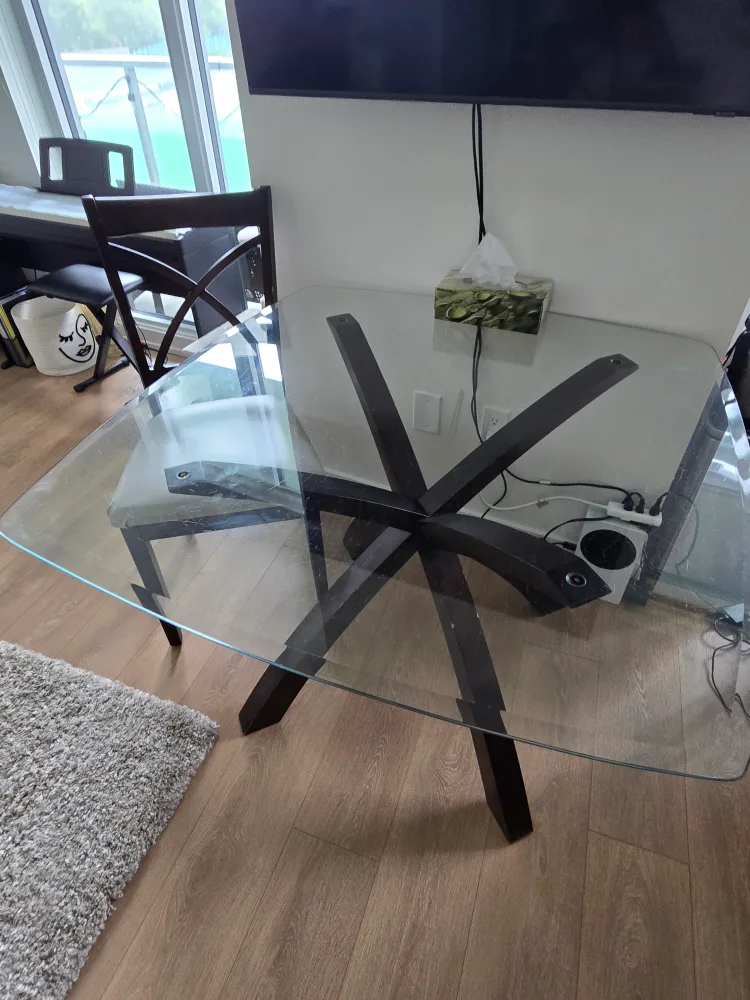 Modern Glass Dining Table with 4 Chairs