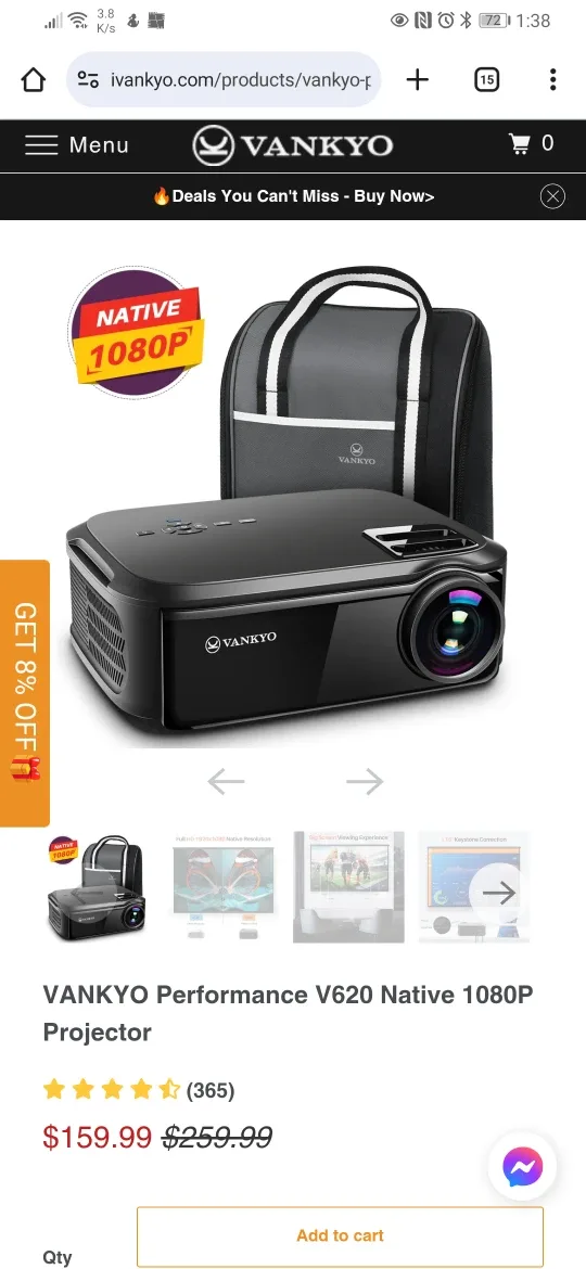 VANKYO Projector V620 with 84" Projection Screen image indicator(4)