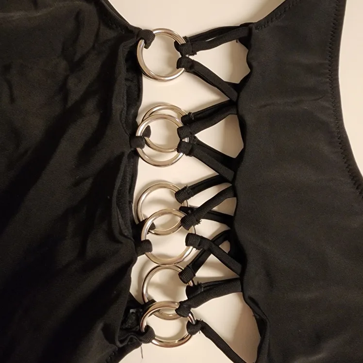 Black Bathingsuit with Ring Details image indicator(2)