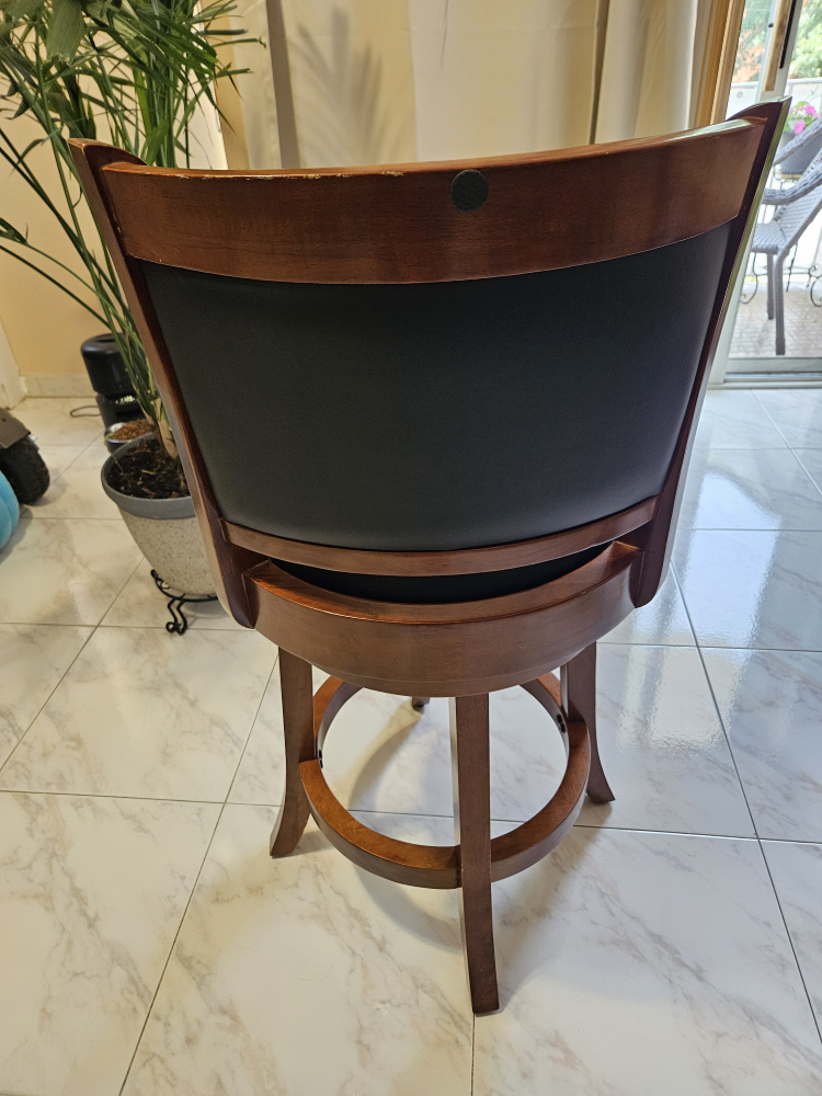 Swivel Bar Stool with Wood Frame & Black Seat - photo 2
