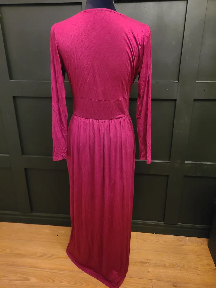 🥕 Burgundy Long Sleeve Maxi Dress image indicator(4)