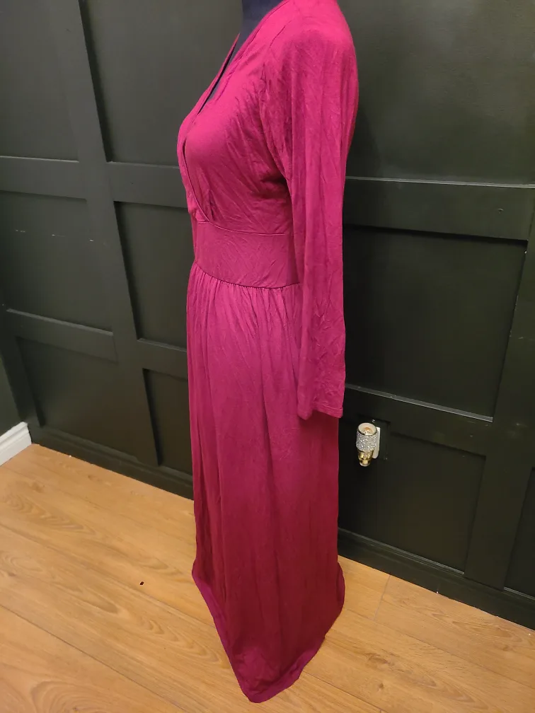 🥕 Burgundy Long Sleeve Maxi Dress image indicator(6)