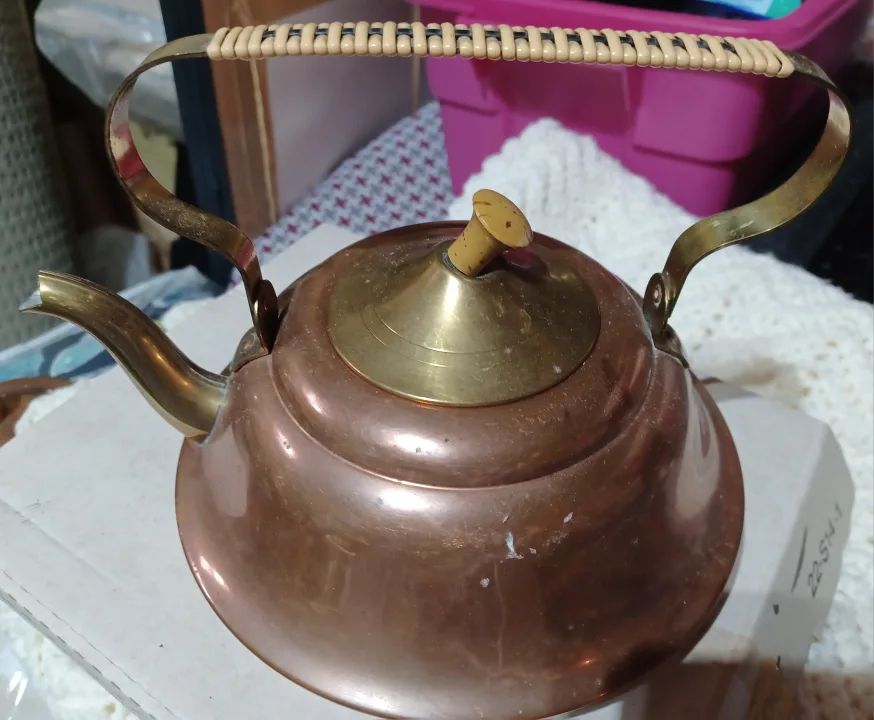 Large Copoer and Brass Vintage Teapot thumbnail