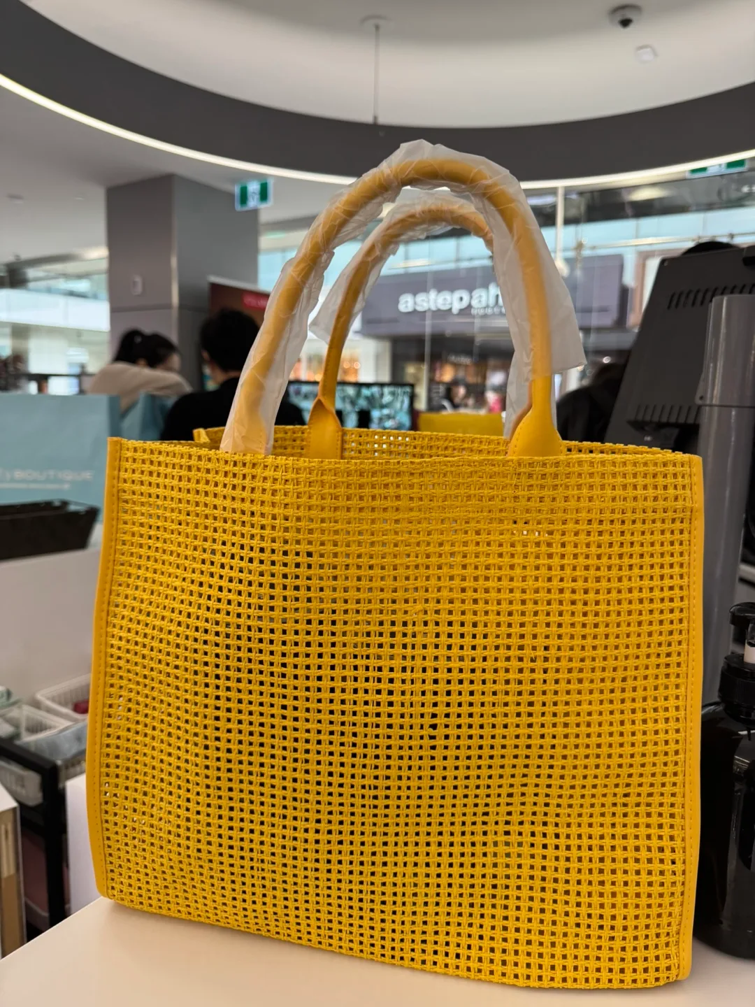 Lancôme Yellow Woven Tote Bag image indicator(3)