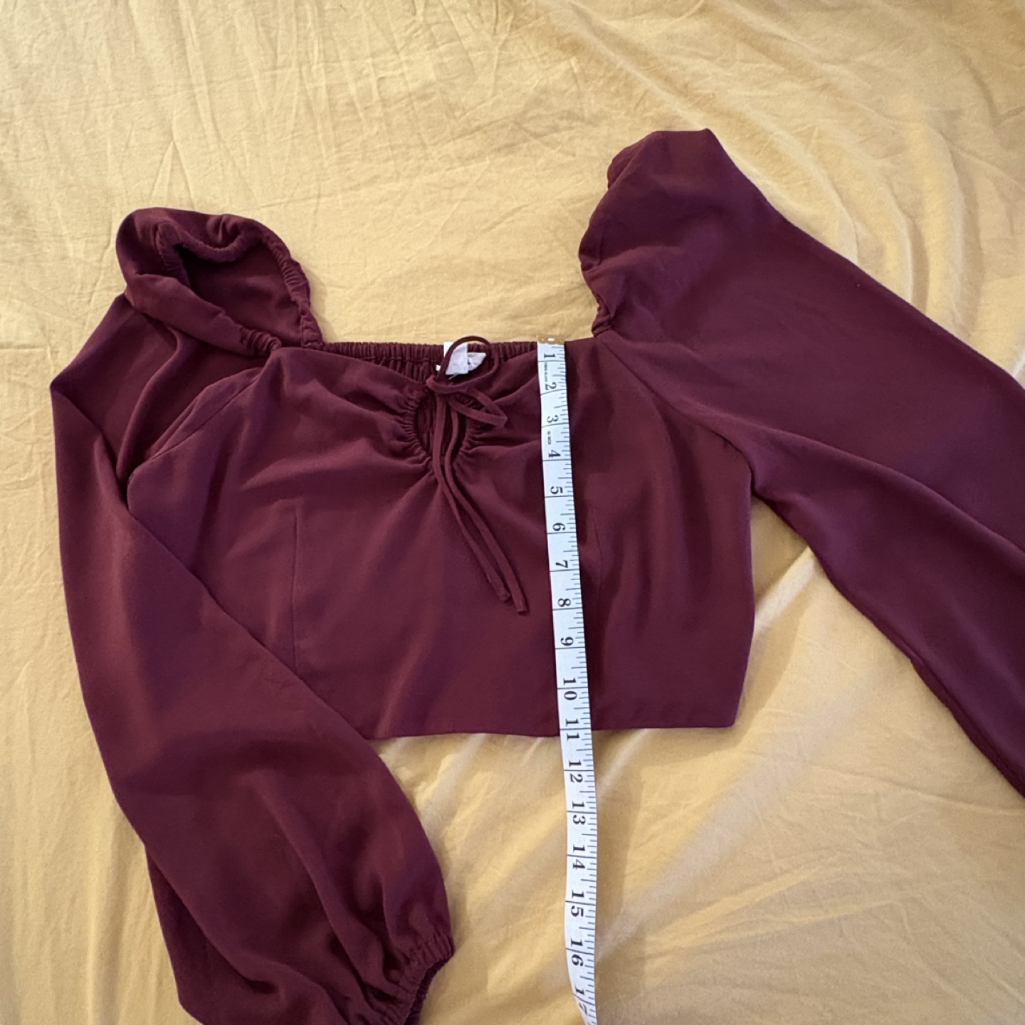 Maroon Long Sleeve Crop Top - photo 5