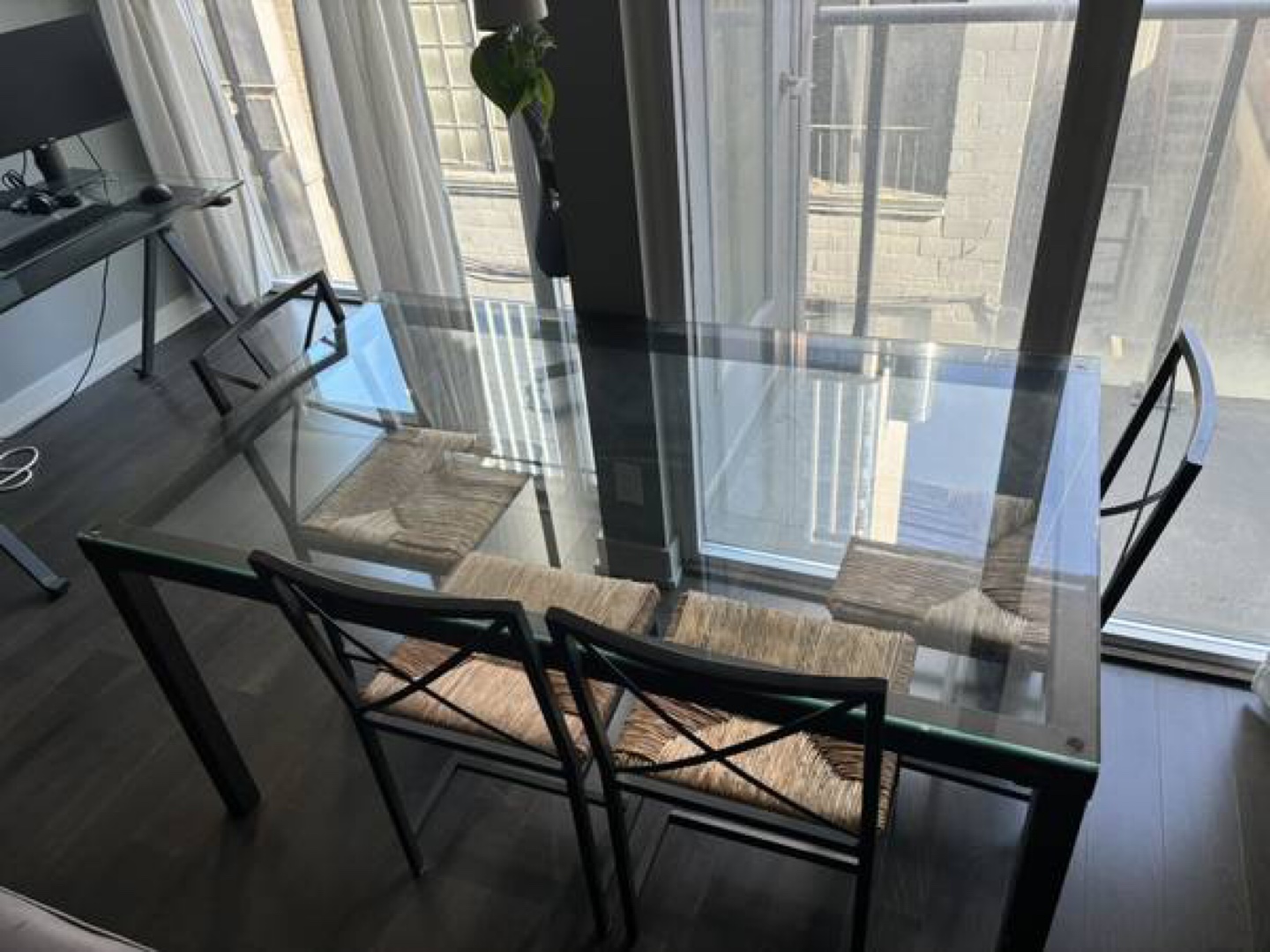 IKEA Glass top dining table with chairs - photo 2