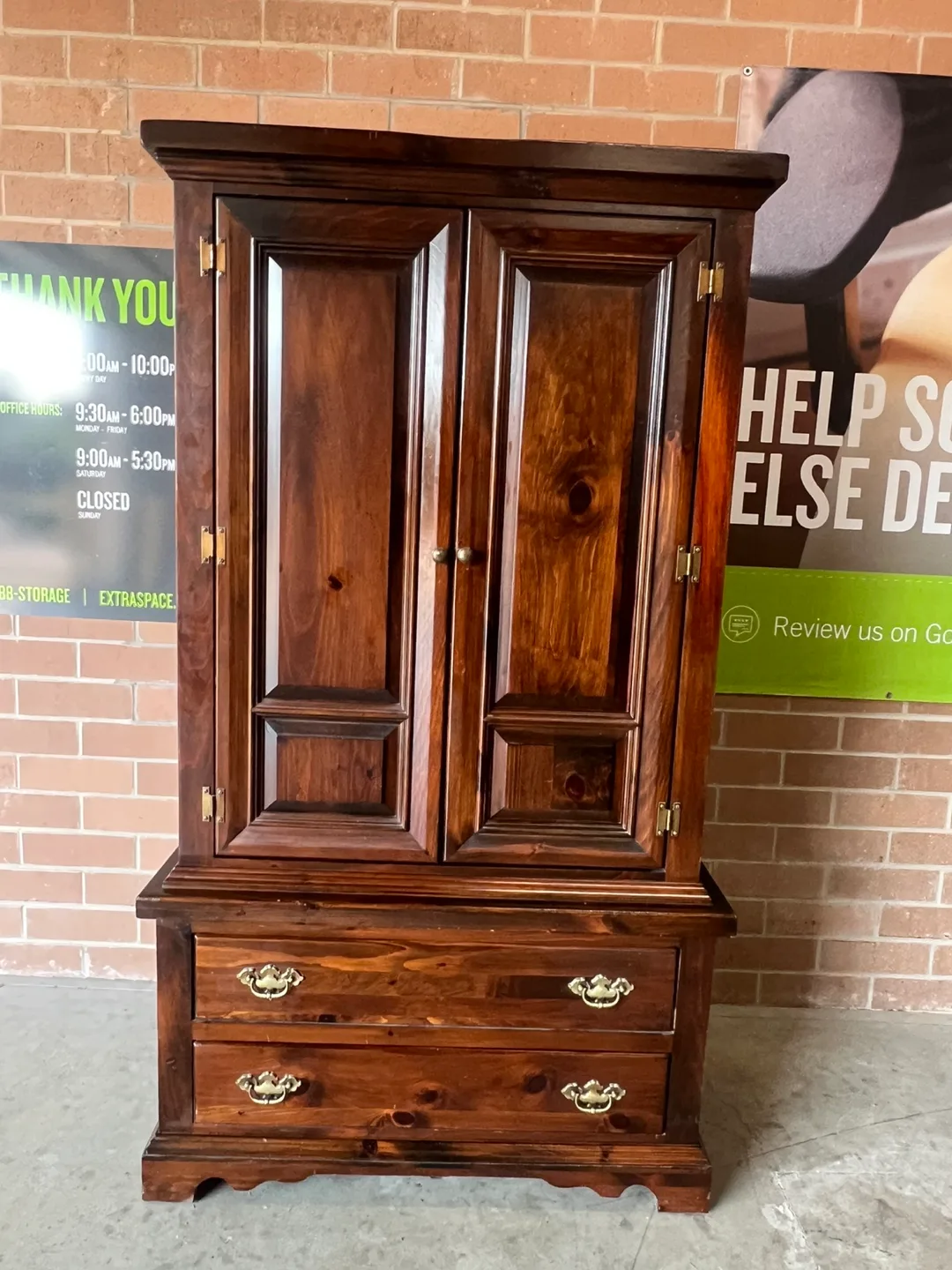 Ethan Allen Wooden Armoire with Drawers thumbnail