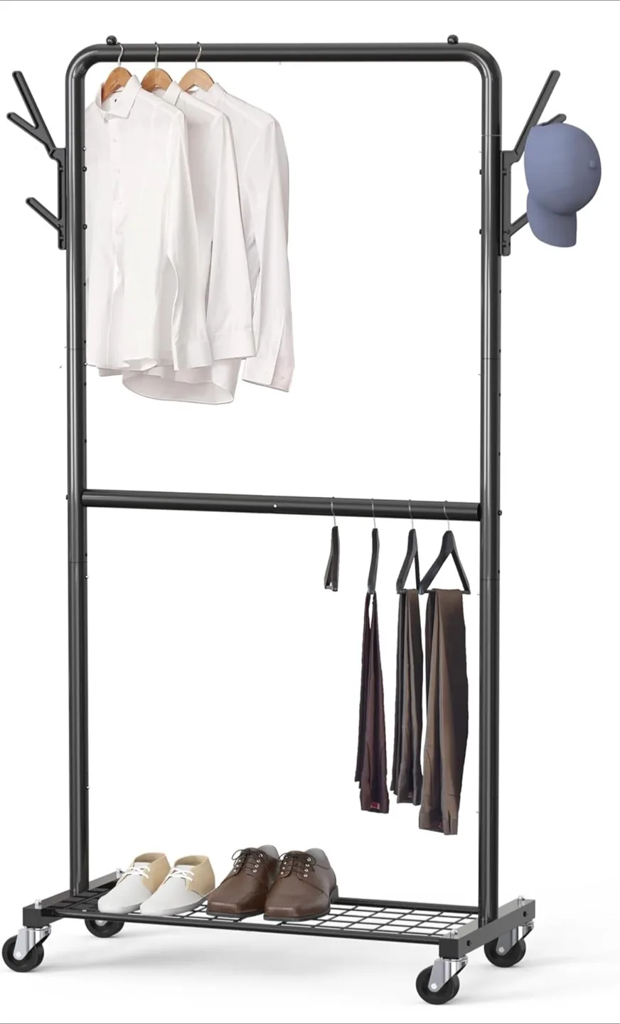 Rolling Clothes Rack with Storage thumbnail