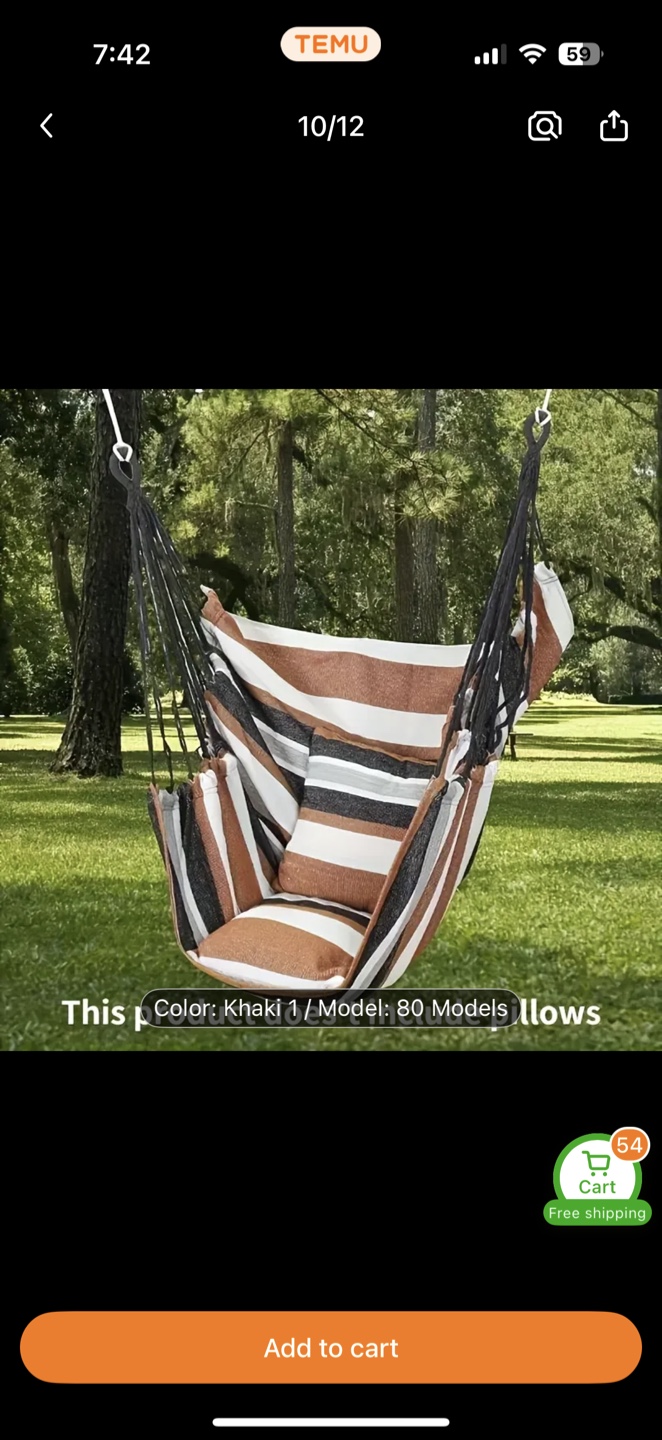 Khaki Striped Hanging Chair