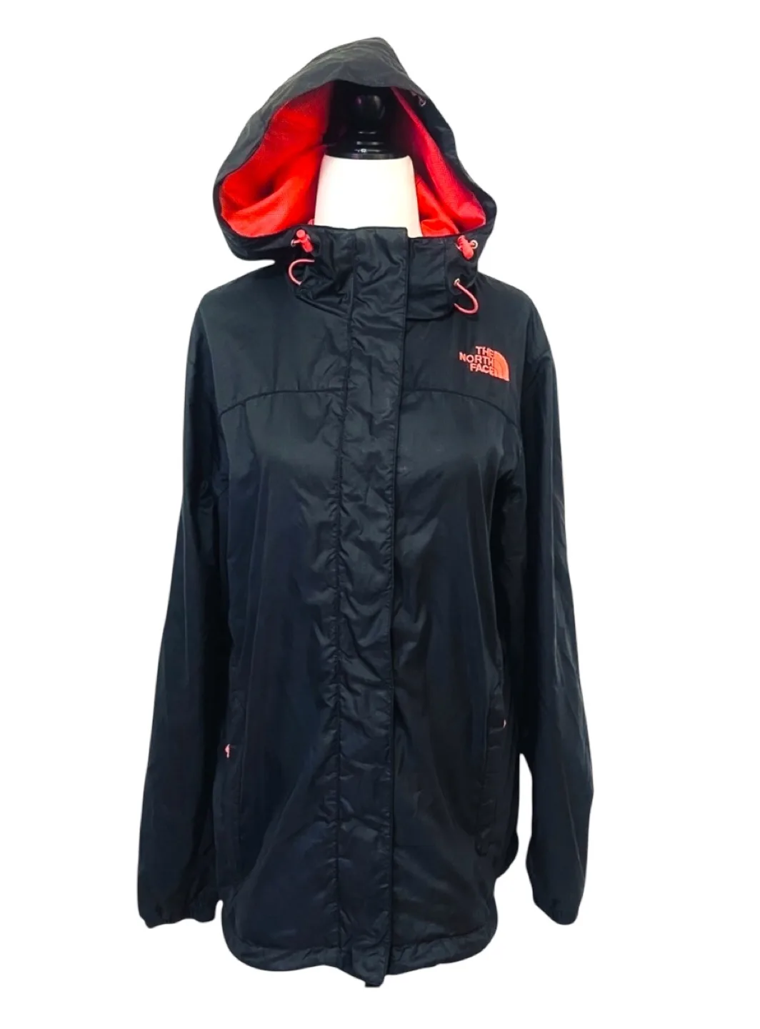 The North Face Rain Jacket Hooded Black Pink Medium thumbnail