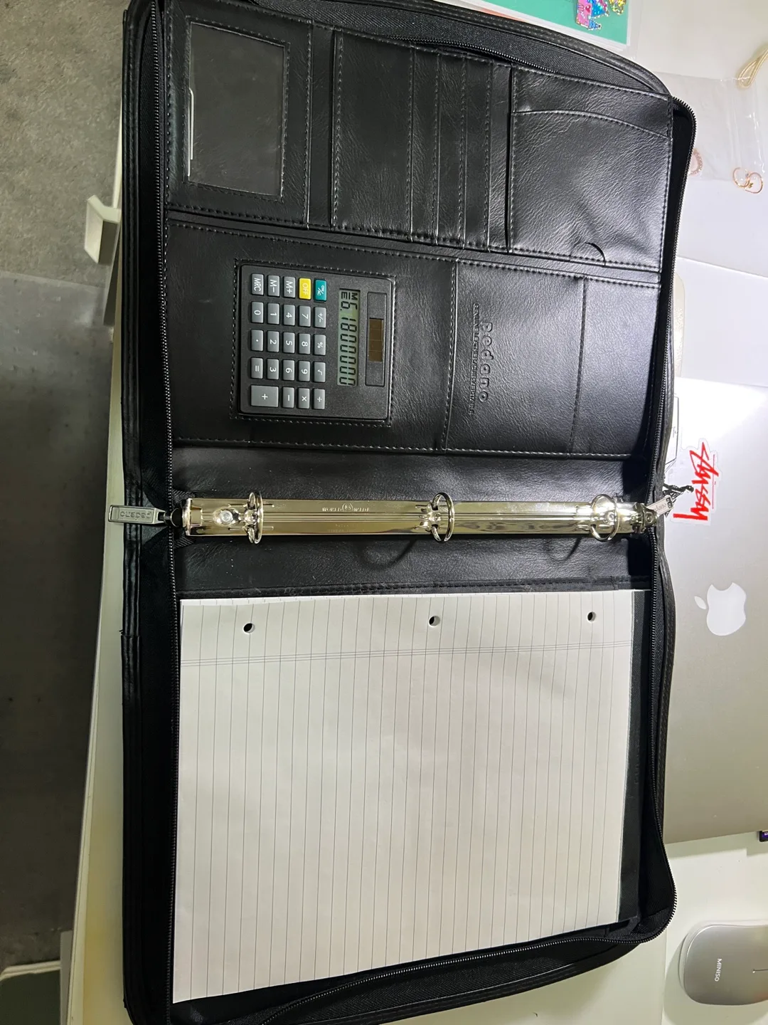 Pedano Black Leather Portfolio with Calculator image indicator(6)