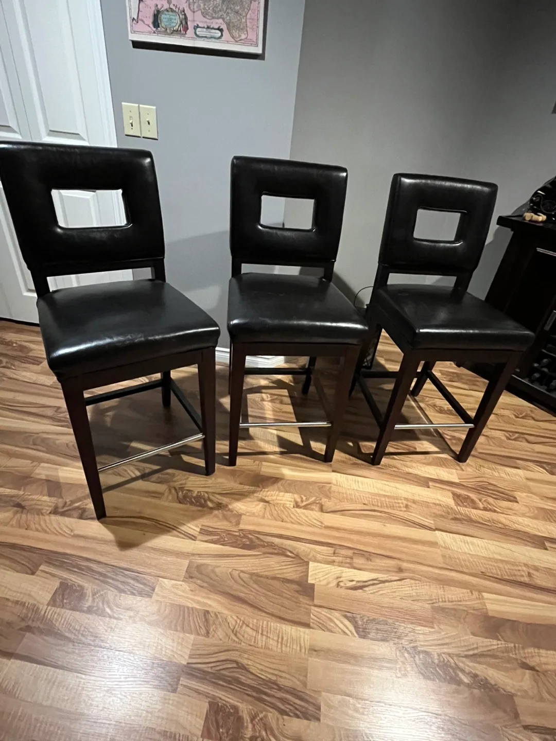 Set of 3 Black Bar Stools thumbnail