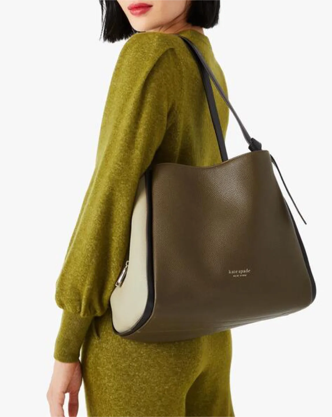 Kate Spade Knott Duck Green Large Pebbled Leather Shoulder Bag image indicator(2)