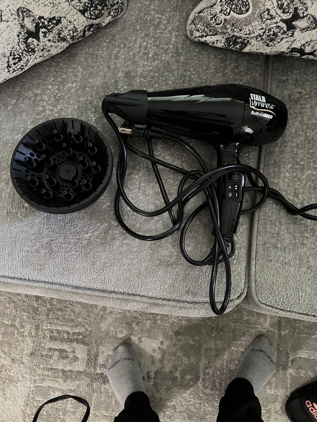 Black hair dryer with diffuser