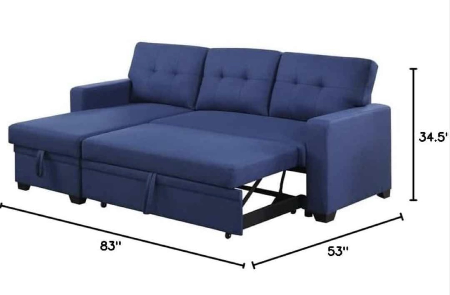 MOVE OUT SALE - Sectional Sofa cum bed; Blue - photo 2