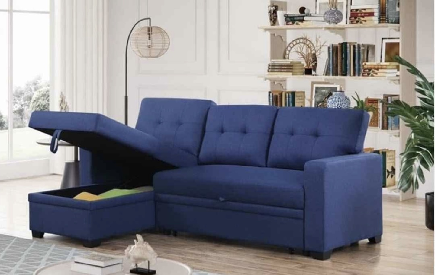 MOVE OUT SALE - Sectional Sofa cum bed; Blue - photo 3