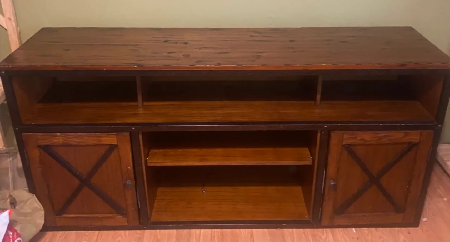 Rustic Dark Wooden Entertainment Center thumbnail