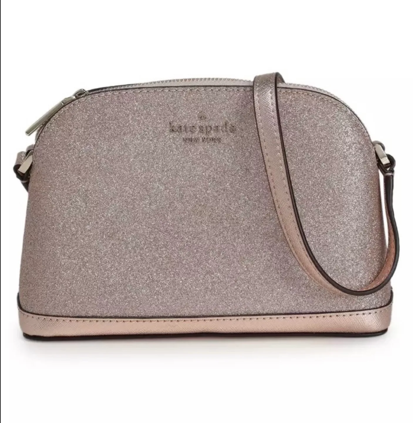 Kate Spade Rose Gold Tinsel Dome Glitter Crossbody Bag