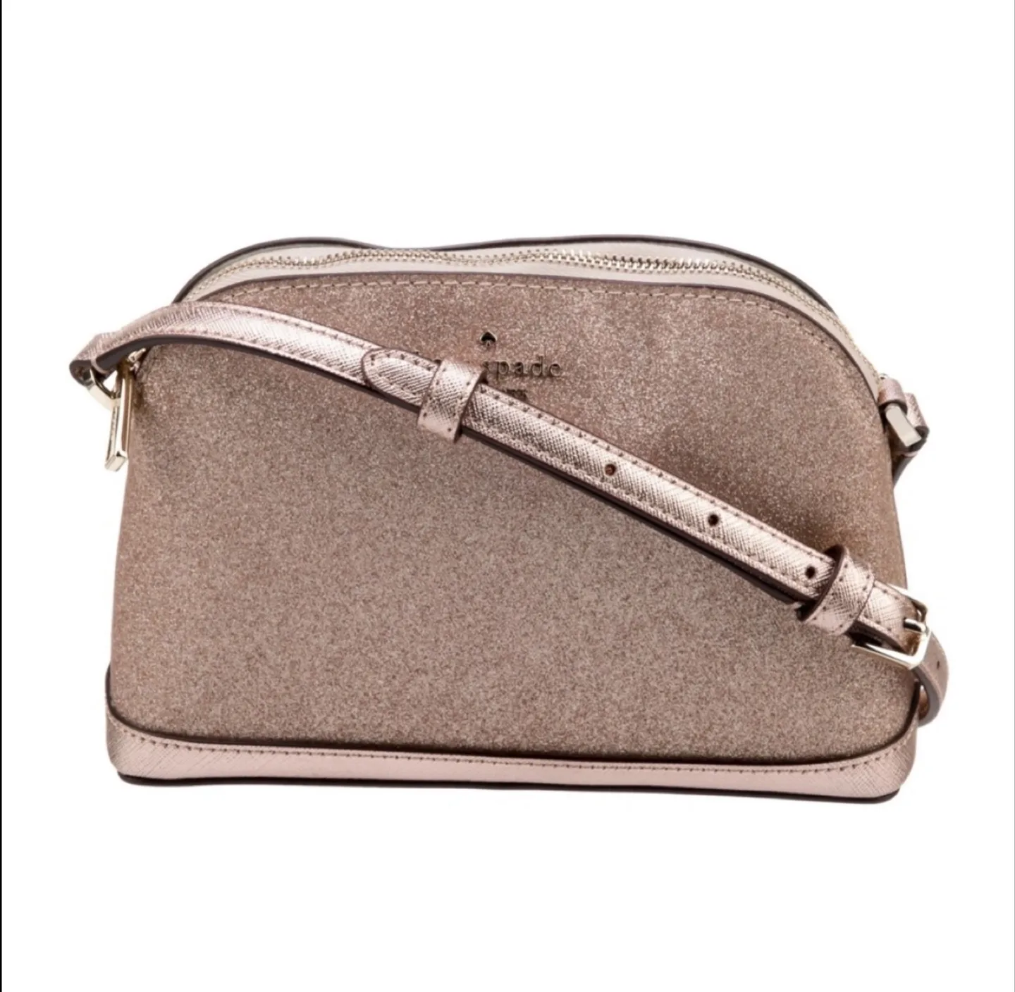 Kate Spade Rose Gold Tinsel Dome Glitter Crossbody Bag image indicator(2)