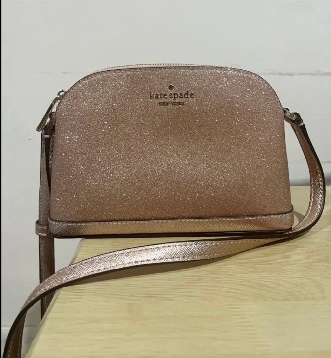 Kate Spade Rose Gold Tinsel Dome Glitter Crossbody Bag image indicator(4)