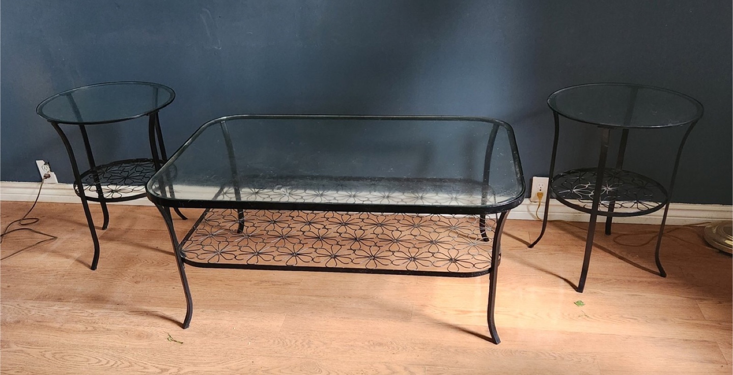 Glass Top Coffee Table Set