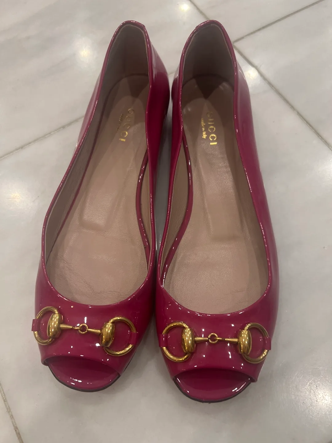 Gucci Pink Peep-Toe Flats thumbnail