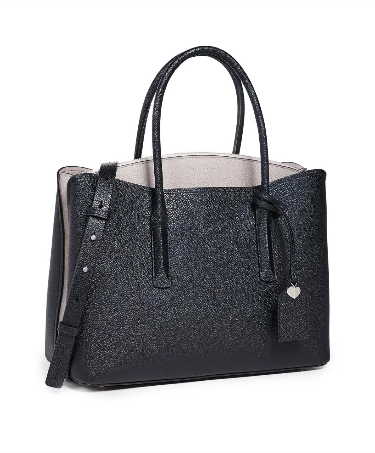 Kate Spade Black and Taupe Margaux Medium Grain Leather Satchel thumbnail