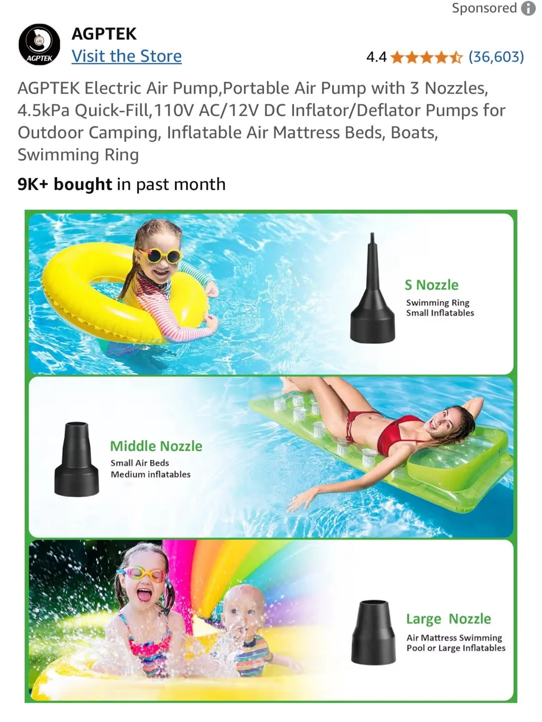 AGPTEK Electric Air Pump with 3 Nozzles image indicator(2)