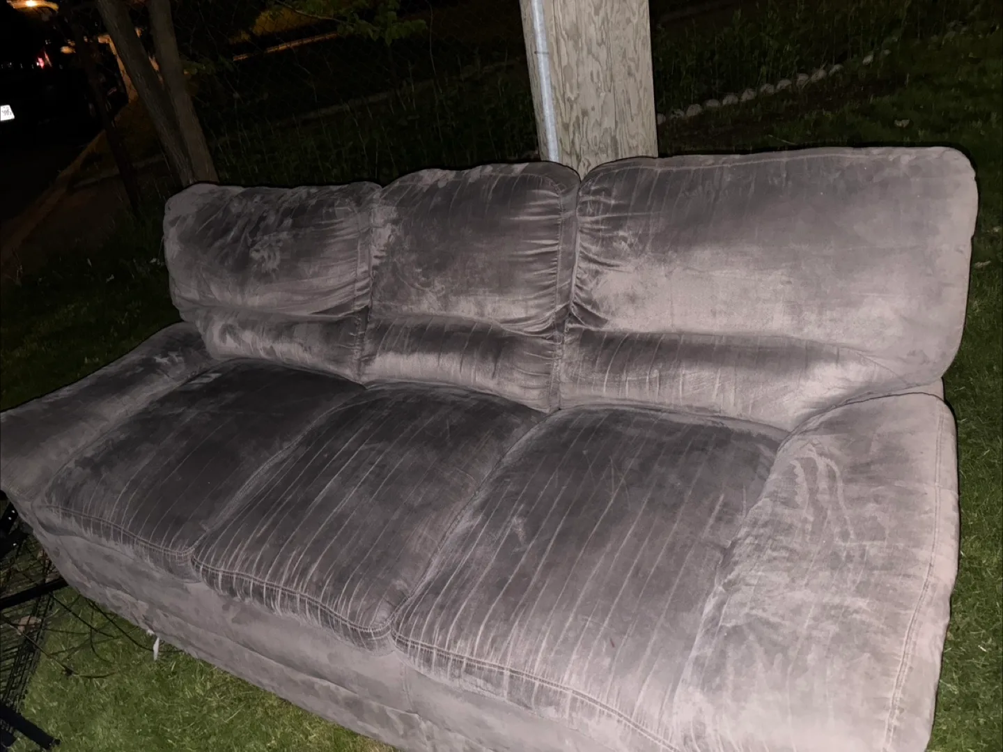 Grey Velvet Couch FREE CURB SIDE PICKUP thumbnail