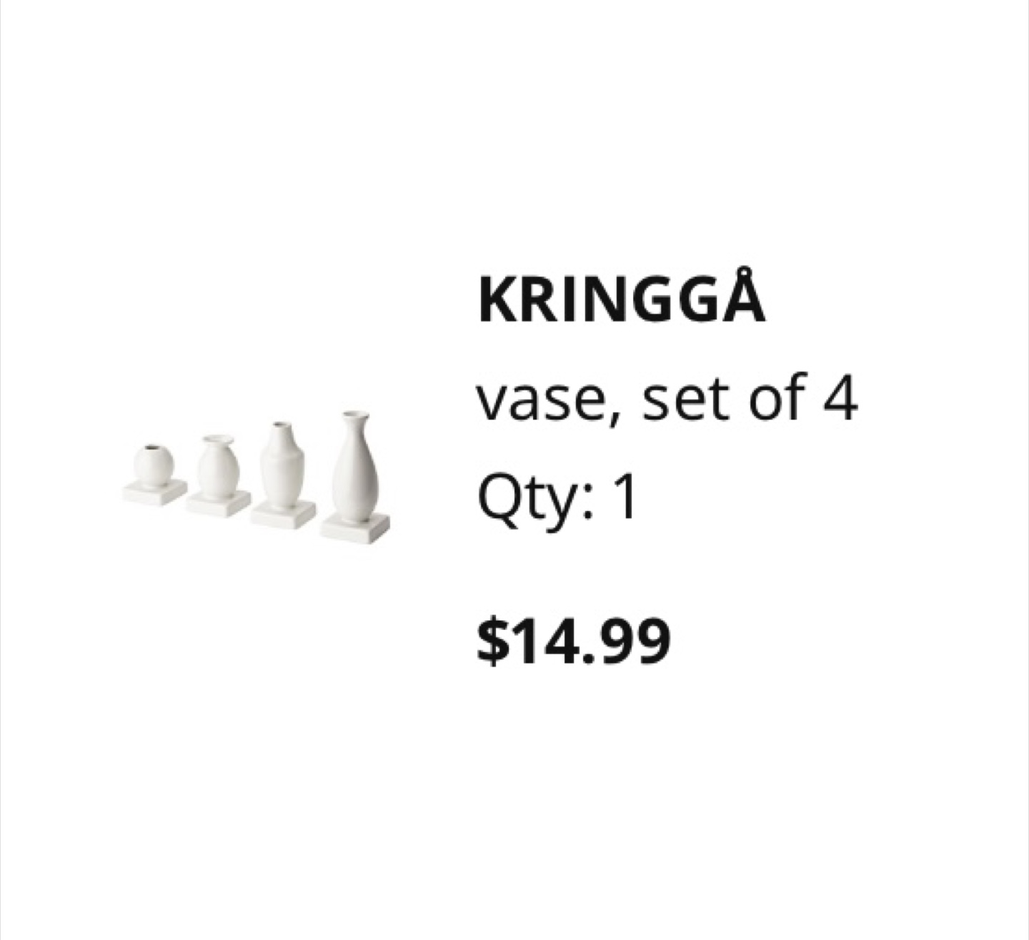 IKEA Kringgå Vases - Set of 4 - photo 2
