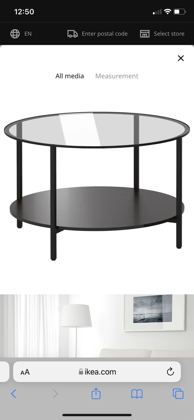 IKEA Round Coffee Table with Lower Shelf