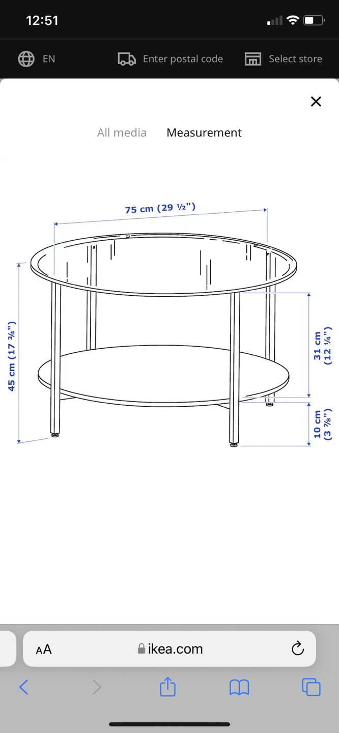 IKEA Round Coffee Table with Lower Shelf - photo 2