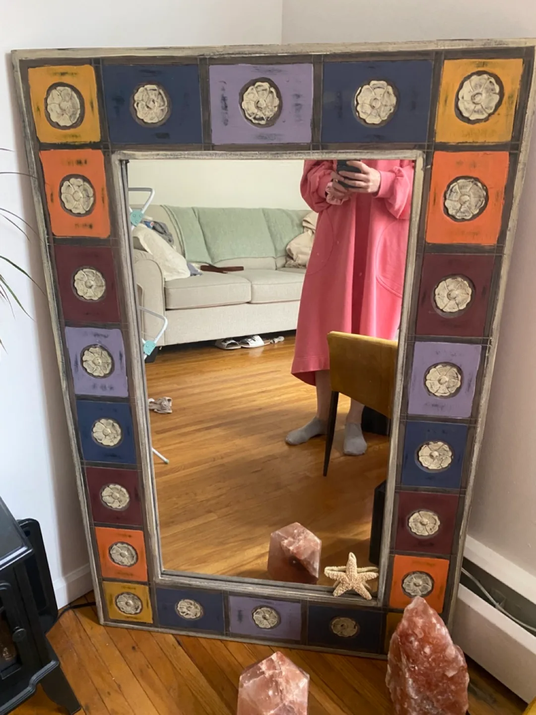 Decorative boho rectangular mirror thumbnail