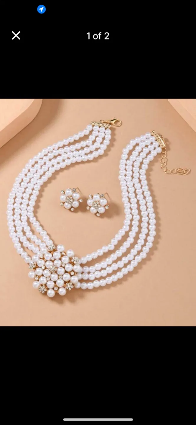 Pearl Necklace and Earrings Set thumbnail