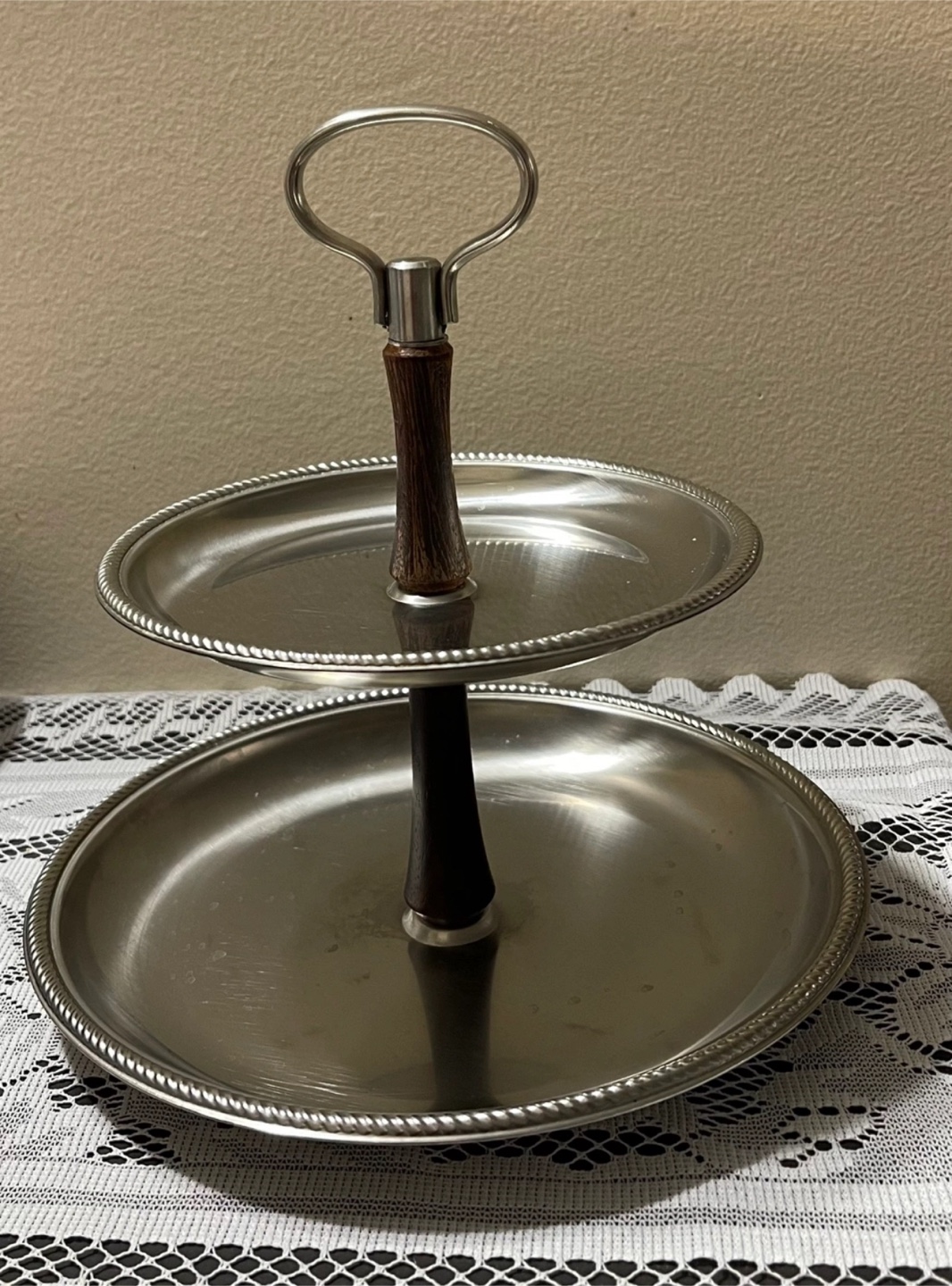 🌱 Small Two-Tiered Stainless Steel Serving Stand
