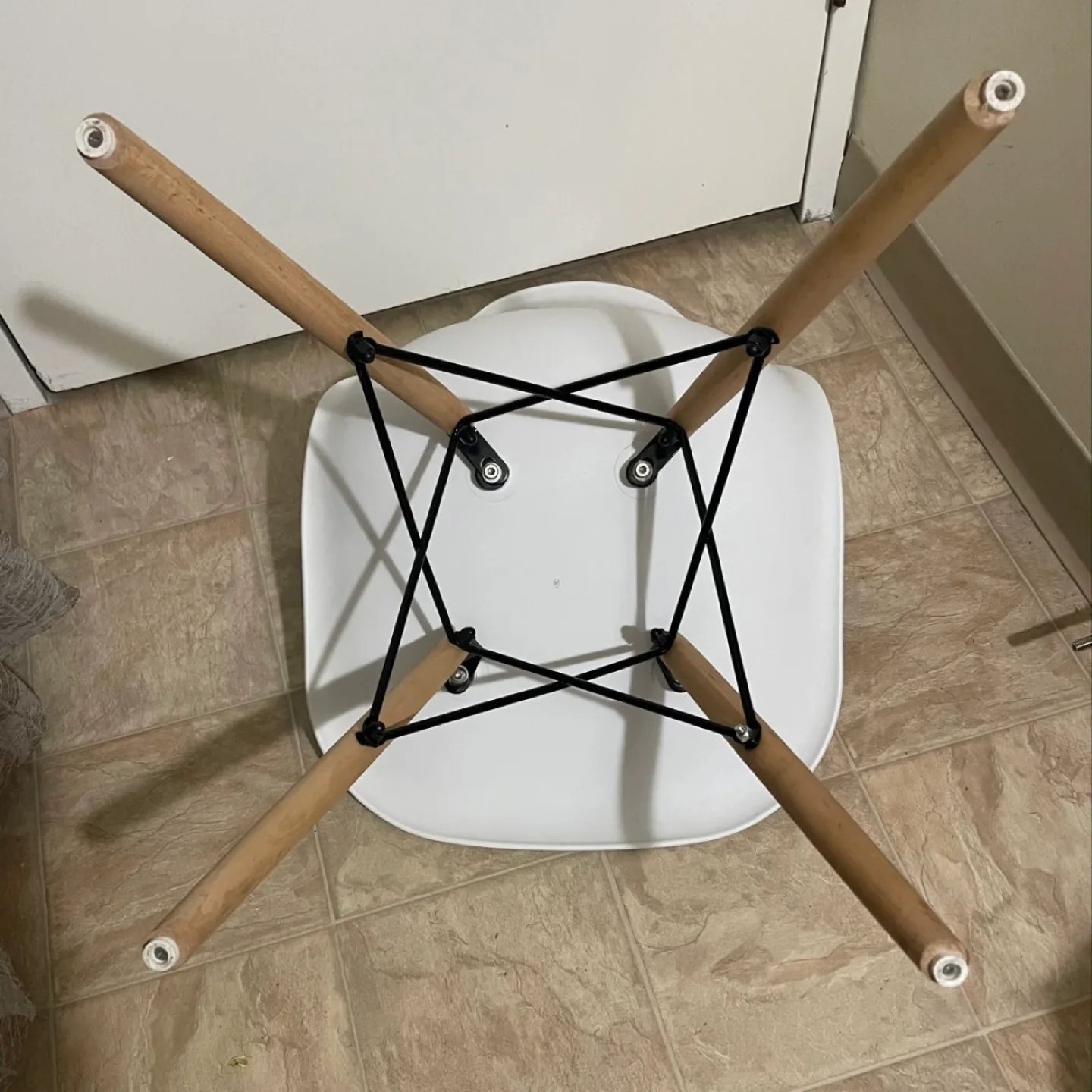 IKEA Modern White Plastic and Wood Chair image indicator(3)