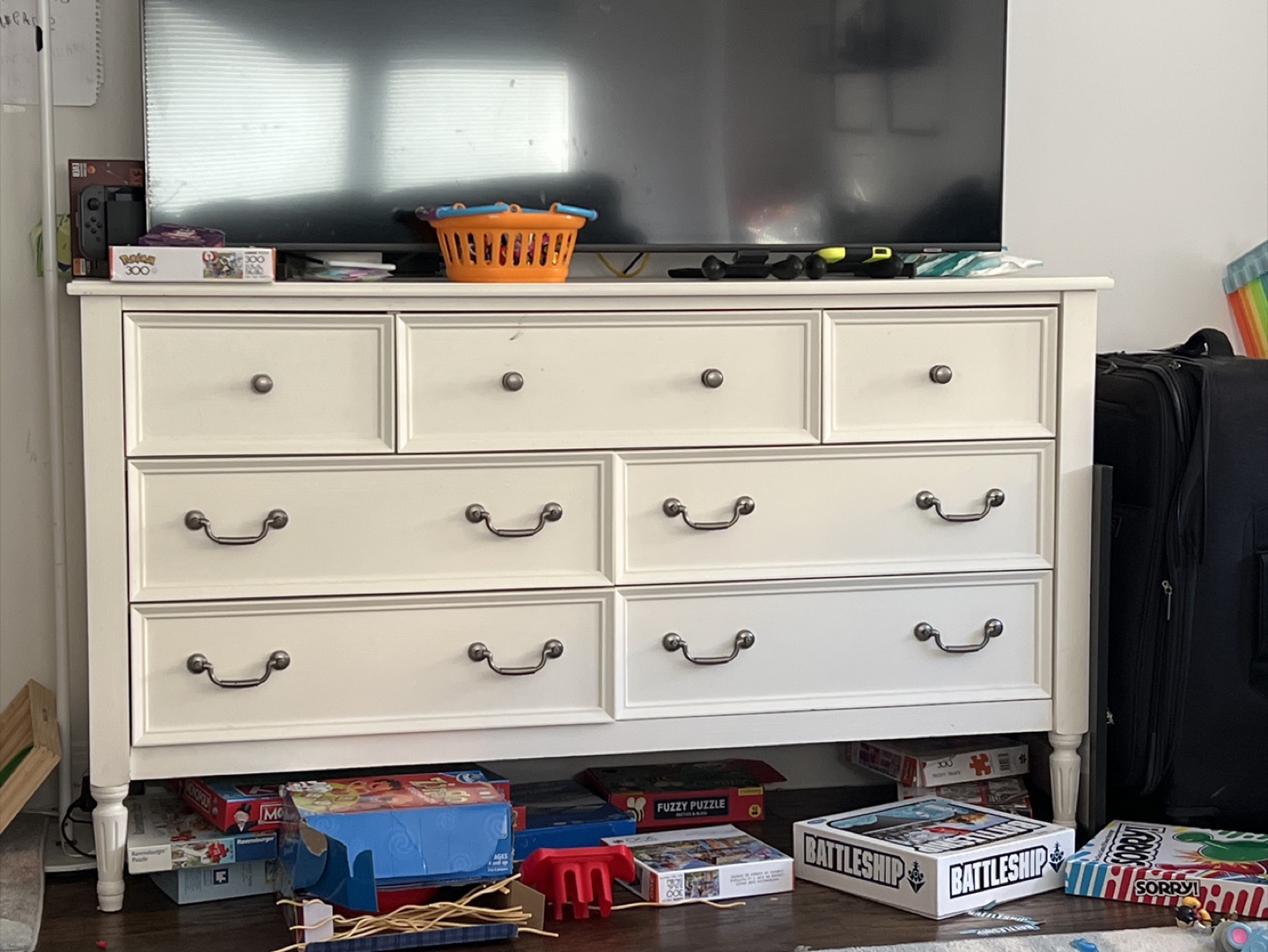 White Dresser with Multiple Drawers