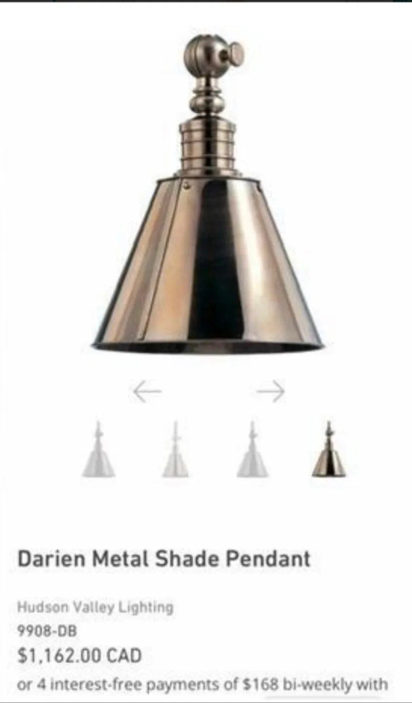 “LIKE NEW” Hudson Valley Darien Metal Shade Pendant Light image indicator(2)