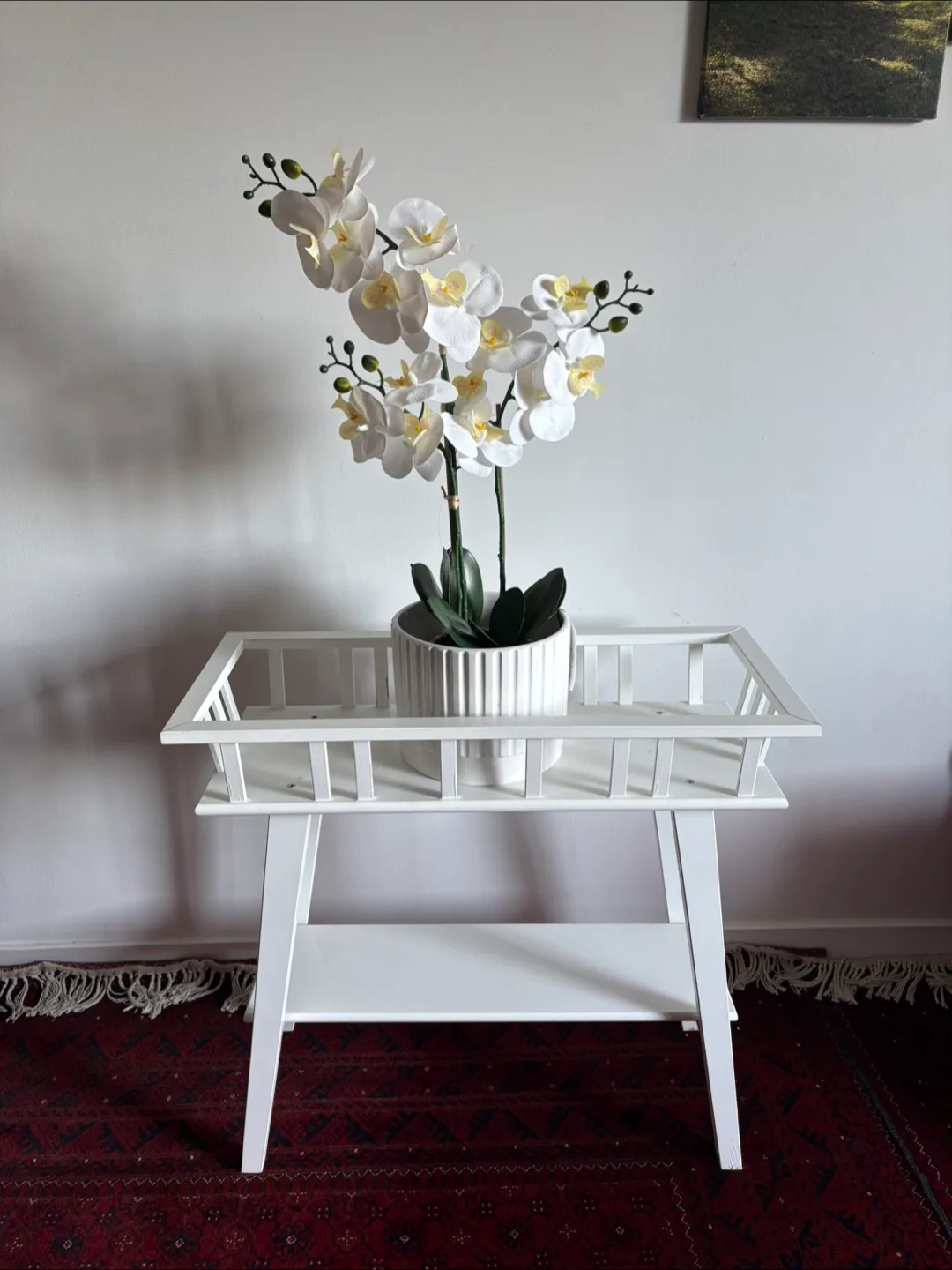 White Plant Stand with Shelf thumbnail