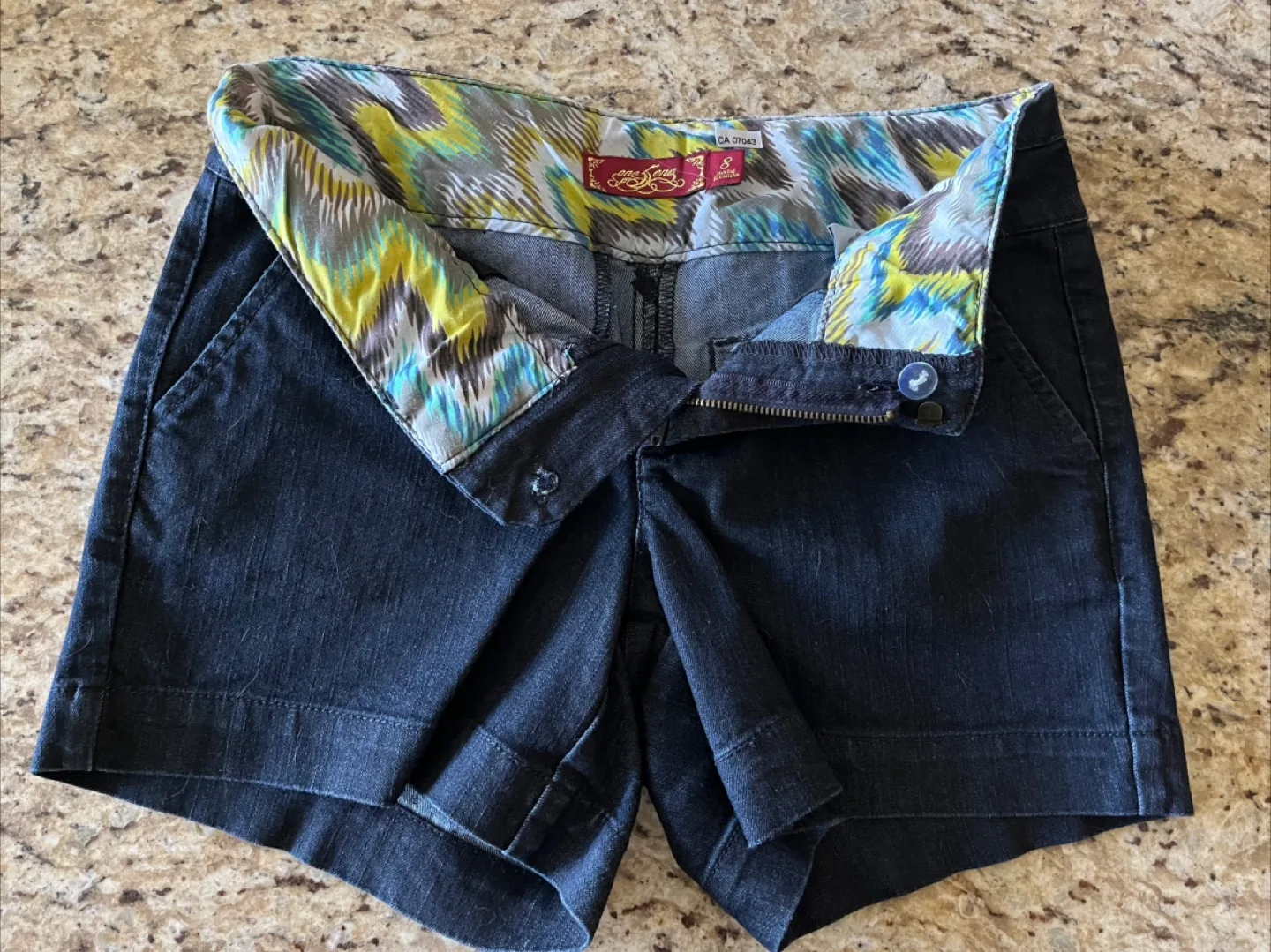 Dark wash denim shorts thumbnail