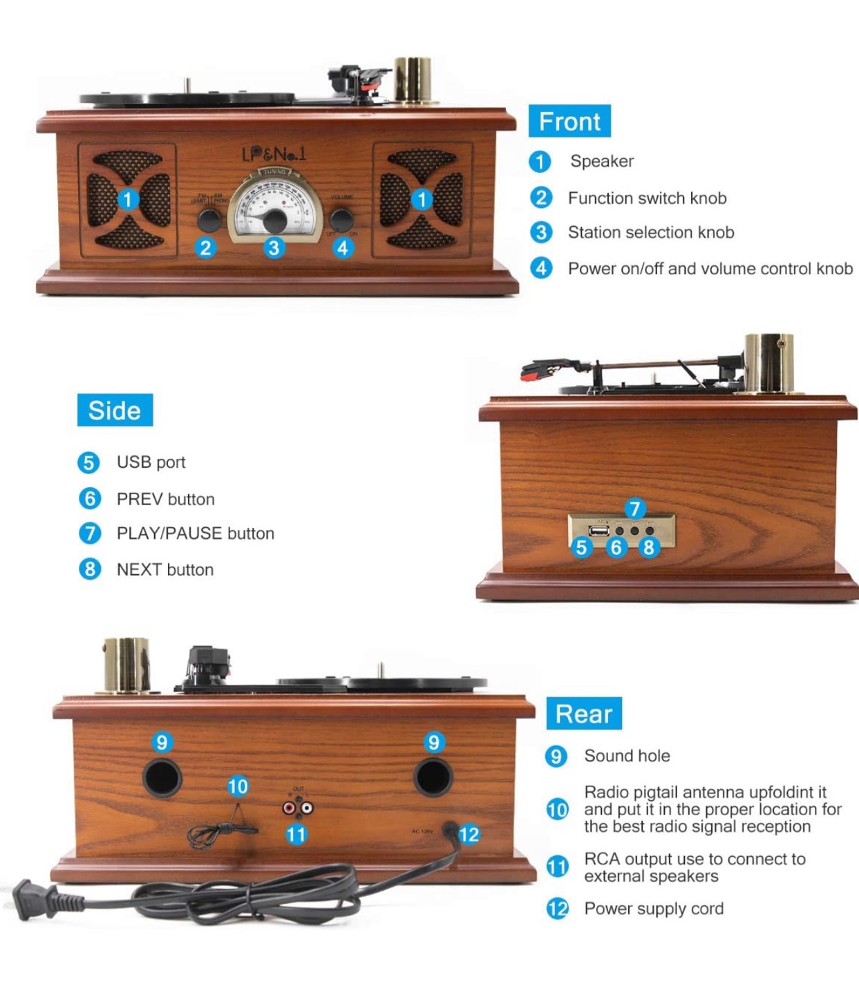 LP&NO.1 Vintage Record Player - photo 5