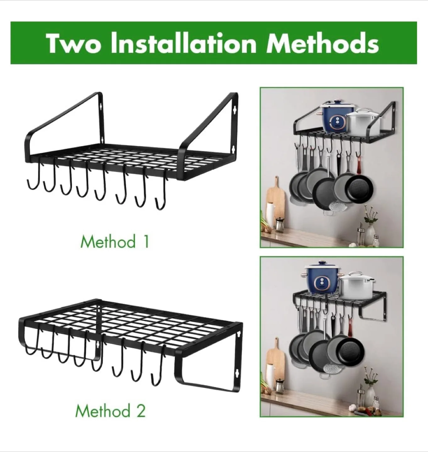 Brand New Pot Rack Wall Mounted Rack💚 image indicator(6)