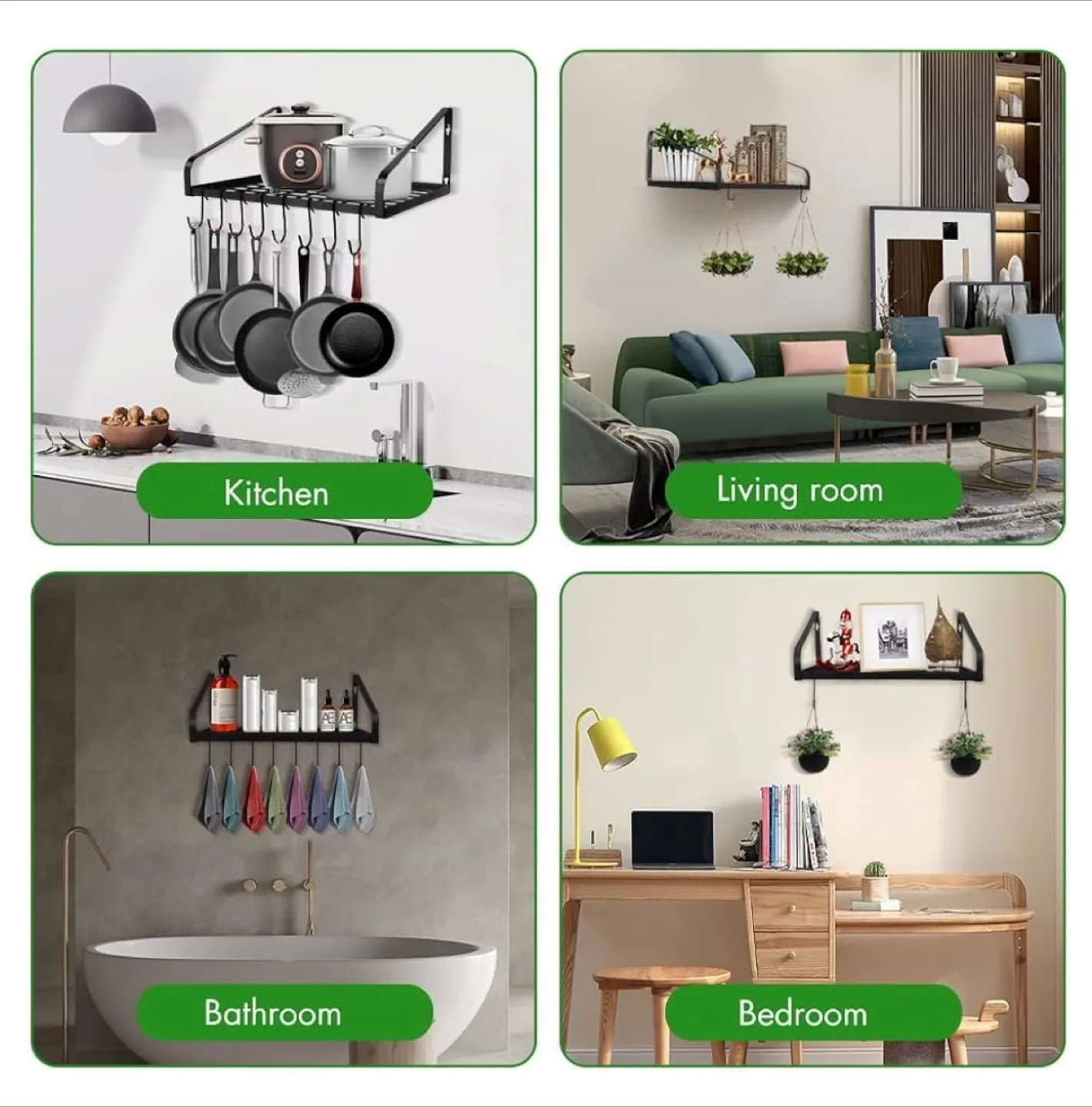 Brand New Pot Rack Wall Mounted Rack💚 image indicator(4)