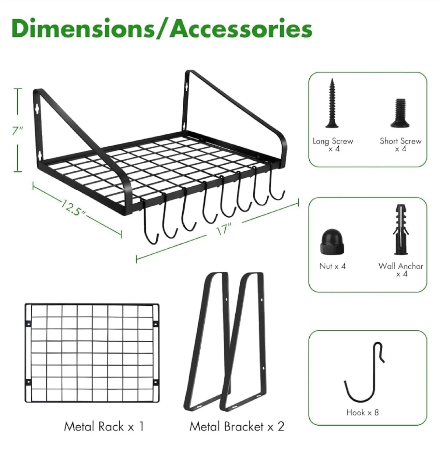 Brand New Pot Rack Wall Mounted Rack💚 image indicator(7)