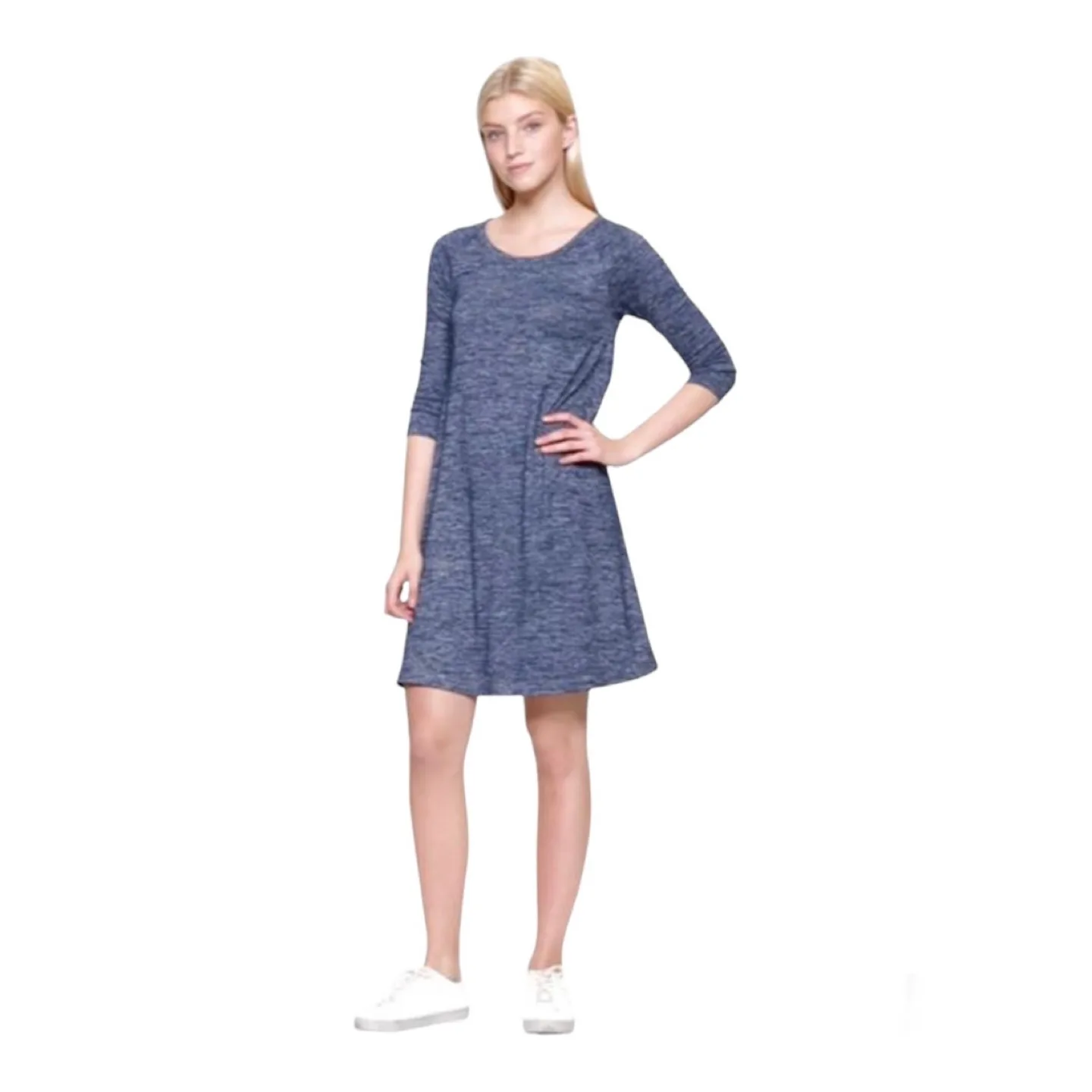 GAP Three-Quarter Sleeve Dress Size Small in True Indigo thumbnail