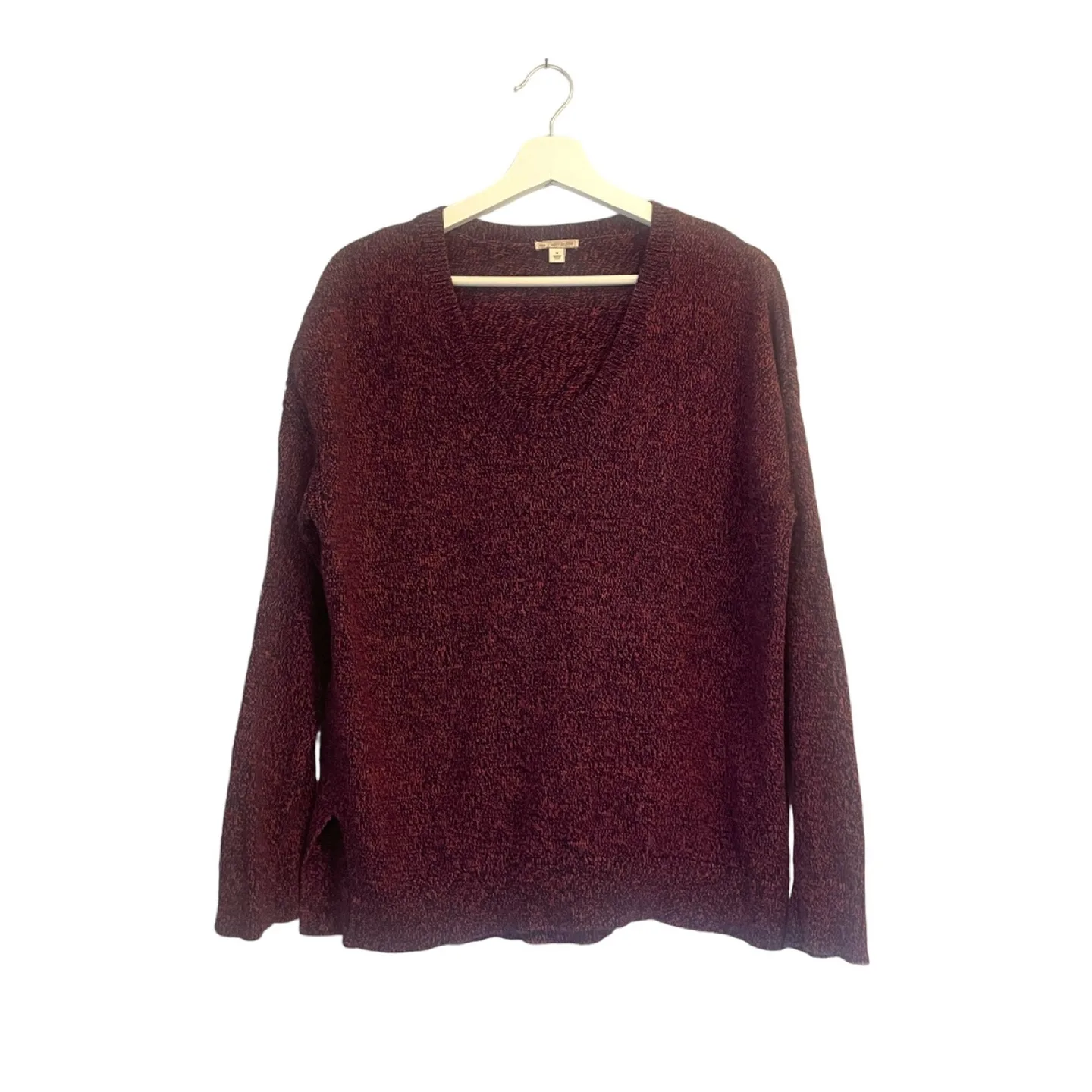 Gap Burgundy Cotton Marled U-Neck Sweater Size Medium thumbnail