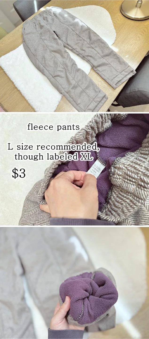 [Beige Fleece-Lined Winter Pants, size M thumbnail