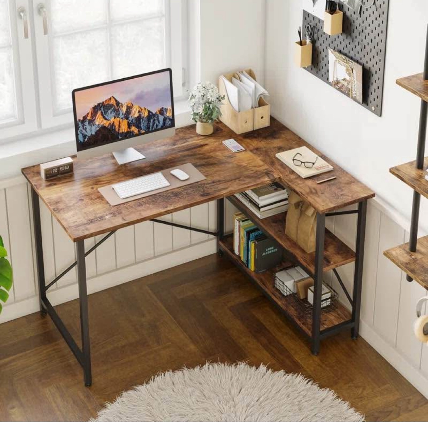 Work Desk - L Shaped (Reversible, with shelves)