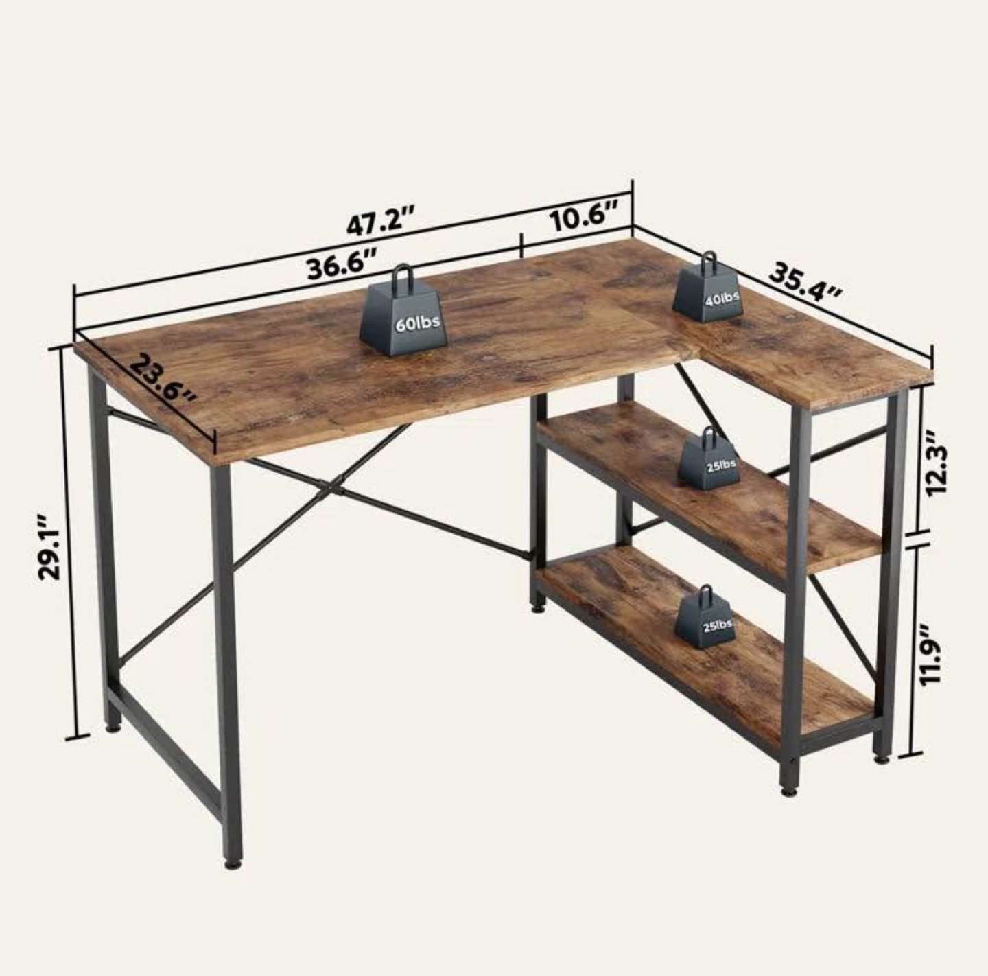Work Desk - L Shaped (Reversible, with shelves) - photo 4
